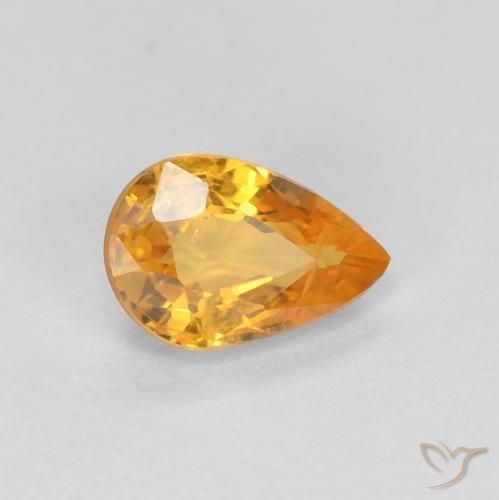 Zafiro Dorado naranja intenso natural de 0.54 ct, En forma de pera, VS-SI
