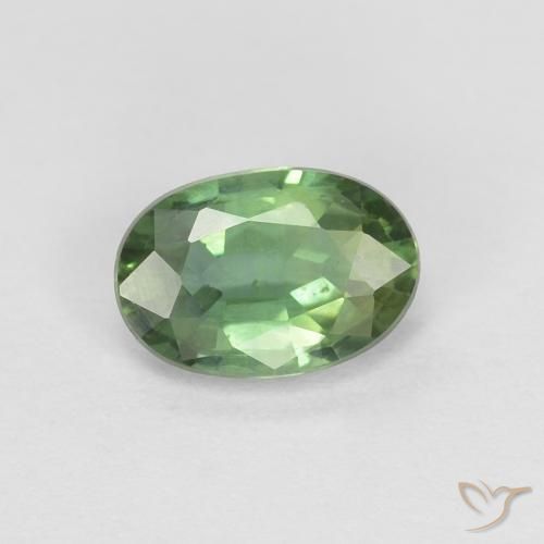 Zafiro Verde bosque natural de 0.53 ct, Ovalada, VVS-VS