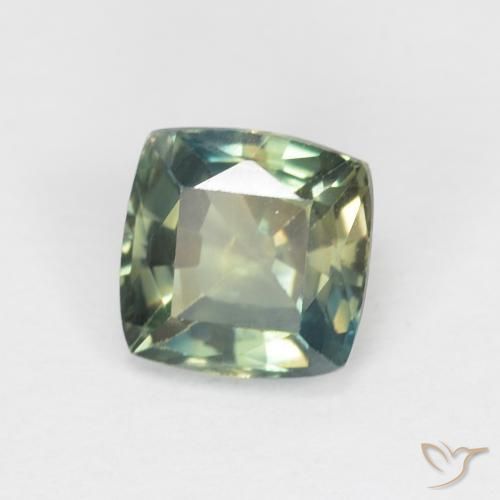 Zafiro Verde-azul natural de 1.15 ct, Forma Cojín, VVS