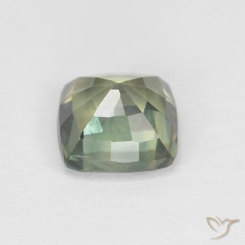 Zafiro Verde-azul natural de 1.15 ct, Forma Cojín, VVS