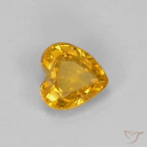 Zafiro Dorado naranja intenso natural de 0.51 ct, Corazón, VS