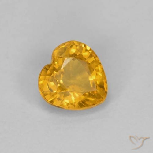 Zafiro Dorado naranja intenso natural de 0.47 ct, Corazón, VS