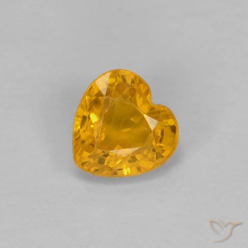 0.43ct Natural Dorado naranja oscuro Zafiro, Corazón, VS