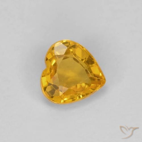 Zafiro Dorado naranja intenso natural de 0.48 ct, Corazón, VS