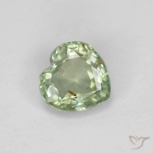Zafiro Verde claro natural de 0.48 ct, Corazón, VS