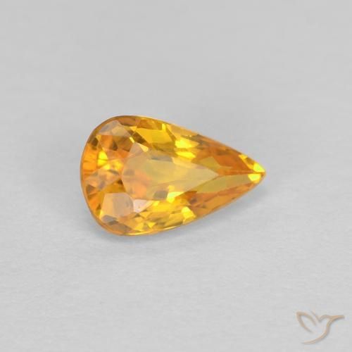 Zafiro Dorado naranja intenso natural de 0.47 ct, En forma de pera, VVS