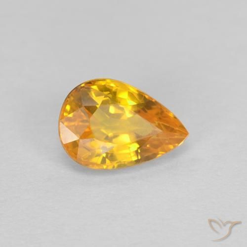 Zafiro Dorado natural de 0.63 ct, En forma de pera, VVS
