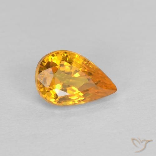 Zafiro Dorado naranja oscuro natural de 0.60 ct, En forma de pera, VVS