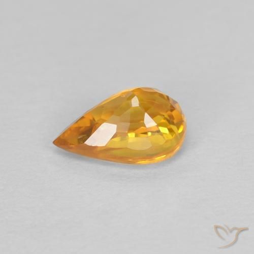 Zafiro Dorado naranja oscuro natural de 0.60 ct, En forma de pera, VVS
