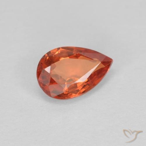 Zafiro Naranja rojizo natural de 0.50 ct, En forma de pera, VVS