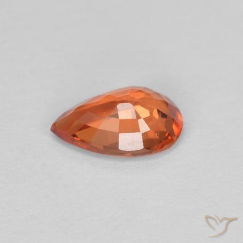 Zafiro Naranja rojizo natural de 0.50 ct, En forma de pera, VVS