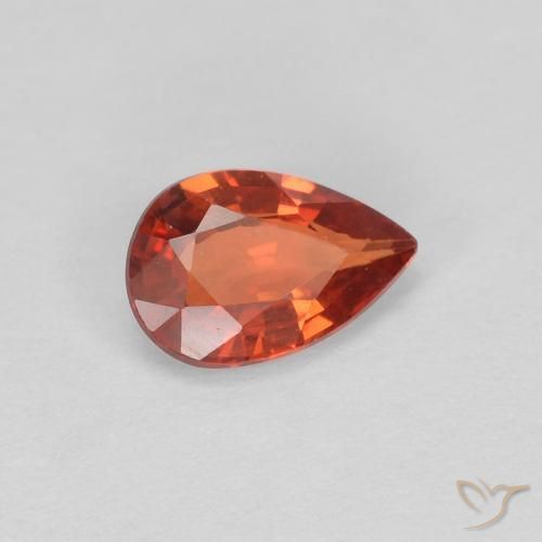Zafiro Naranja rojizo natural de 0.50 ct, En forma de pera, VVS