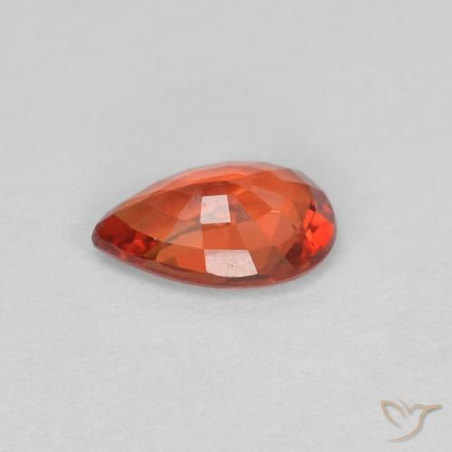 Zafiro Naranja rojizo natural de 0.50 ct, En forma de pera, VVS