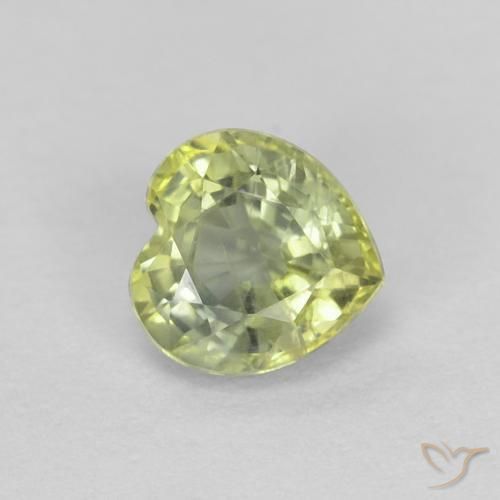 Zafiro Verde Oliva natural de 0.48 ct, Corazón, VS