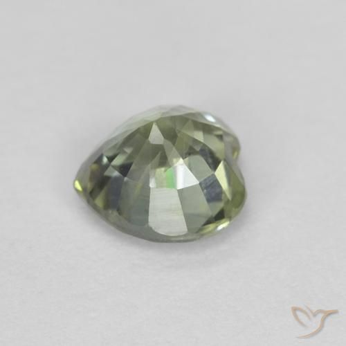 Zafiro Verde Oliva natural de 0.48 ct, Corazón, VS