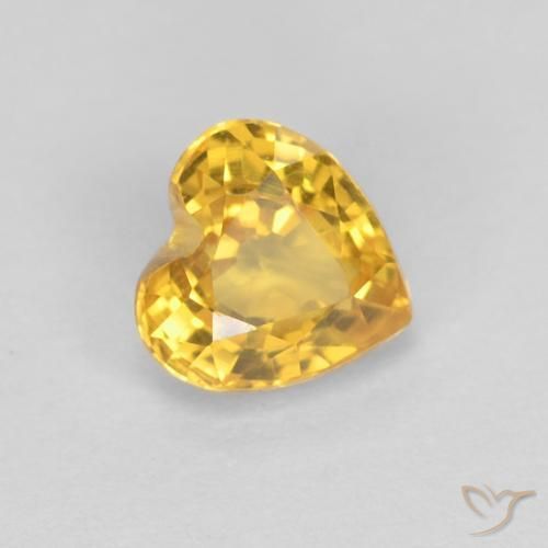 Zafiro Naranja dorado natural de 0.53 ct, Corazón, VVS
