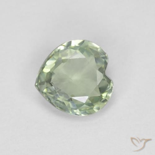 0.42ct Natural Verde claro Zafiro, Corazón, VVS