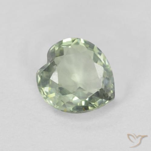 Zafiro Verde claro natural de 0.42 ct, Corazón, VVS