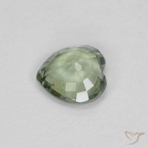 Zafiro Verde cálido natural de 0.38 ct, Corazón, VVS-VS