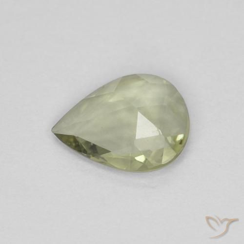 Zafiro Verde cálido natural de 0.34 ct, En forma de pera, VVS-VS