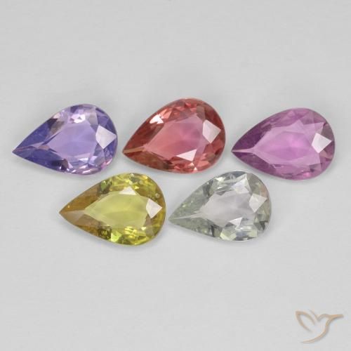 Gemas de Zafiro Multicolor natural de 2.97 ct, En forma de pera, VVS-VS