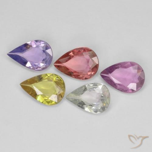 Gemas de Zafiro Multicolor natural de 2.97 ct, En forma de pera, VVS-VS