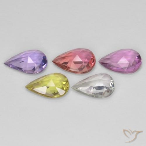 Gemas de Zafiro Multicolor natural de 2.97 ct, En forma de pera, VVS-VS