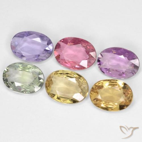Gemas de Zafiro Multicolor natural de 3.98 ct, Ovalada, VVS-VS