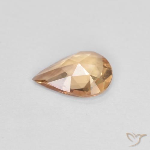 Zafiro Dorado durazno claro natural de 0.51 ct, En forma de pera, VVS