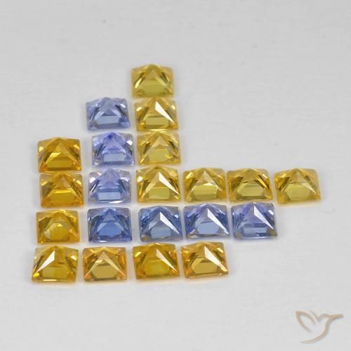 Gemas de Zafiro Multicolor natural de 3.37 ct, Cuadrado, VS