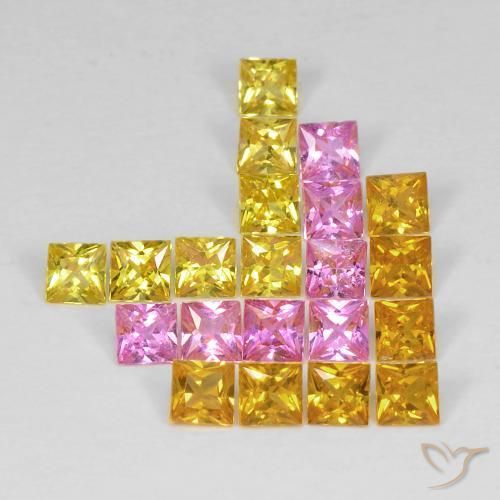 Gemas de Zafiro Multicolor natural de 3.26 ct, Cuadrado, VS