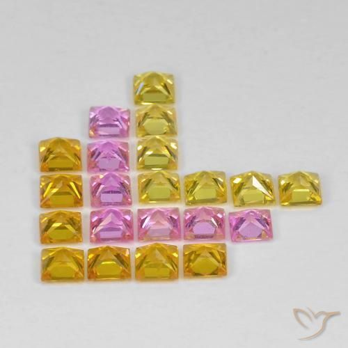 Gemas de Zafiro Multicolor natural de 3.26 ct, Cuadrado, VS