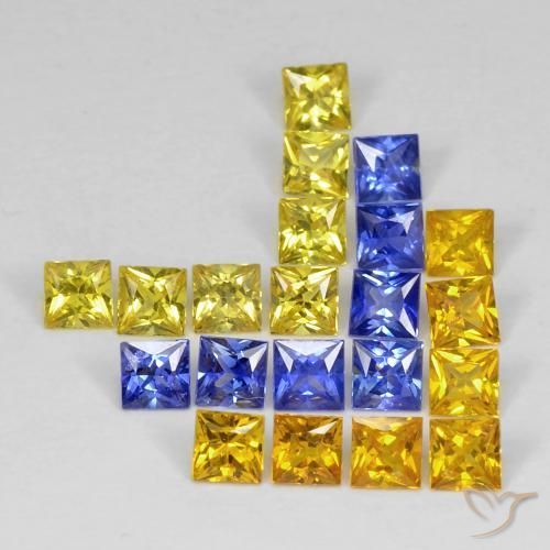 Gemas de Zafiro Multicolor natural de 3.51 ct, Cuadrado, VS