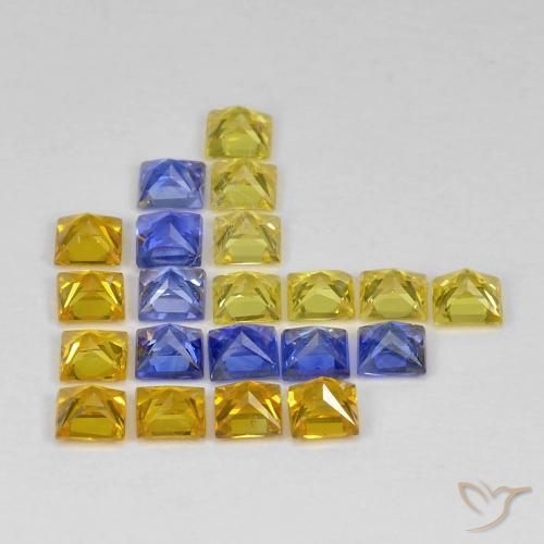 Gemas de Zafiro Multicolor natural de 3.51 ct, Cuadrado, VS
