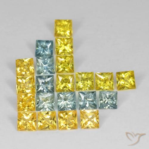 Gemas de Zafiro Multicolor natural de 3.24 ct, Cuadrado, VS