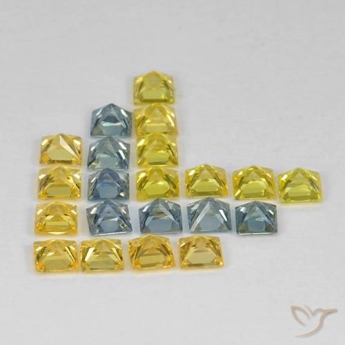 Gemas de Zafiro Multicolor natural de 3.24 ct, Cuadrado, VS