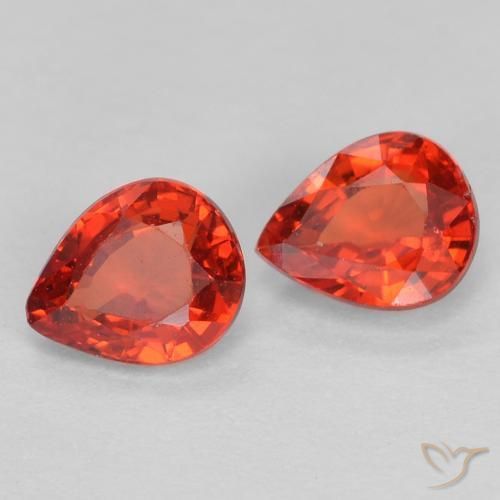 Gemas de Zafiro Rojo claro natural de 0.88 ct, En forma de pera, VS