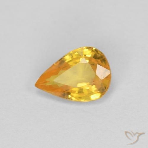 Zafiro Dorado medio natural de 0.50 ct, En forma de pera, VS