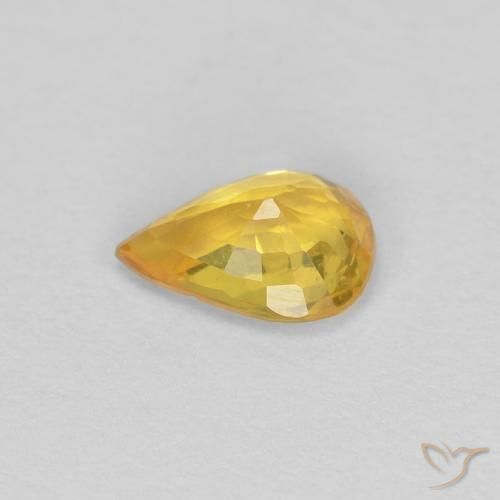 Zafiro Dorado medio natural de 0.50 ct, En forma de pera, VS