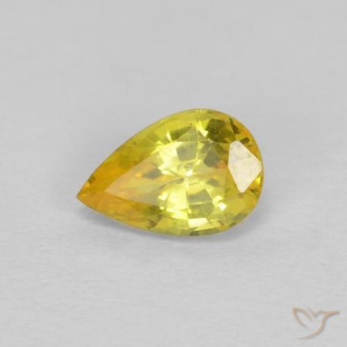 Zafiro Amarillo medio natural de 0.58 ct, En forma de pera, VS