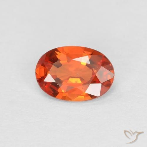 Zafiro Naranja rojizo natural de 0.48 ct, Ovalada, VS