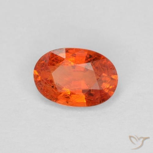 Zafiro Naranja rojizo natural de 0.55 ct, Ovalada, VS