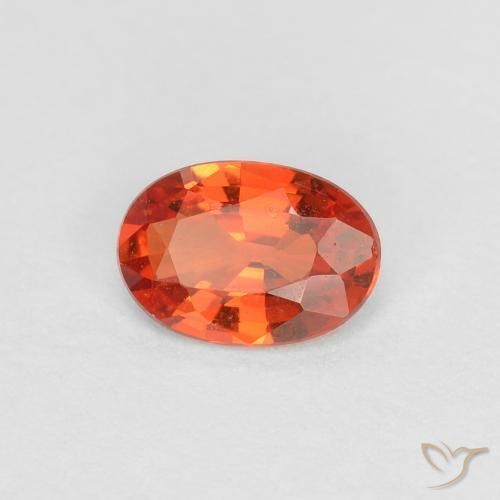 Zafiro Naranja rojizo natural de 0.46 ct, Ovalada, VS