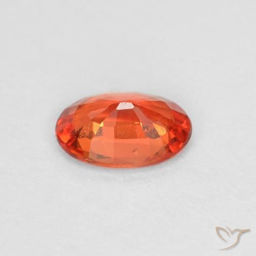 Zafiro Naranja rojizo natural de 0.46 ct, Ovalada, VS