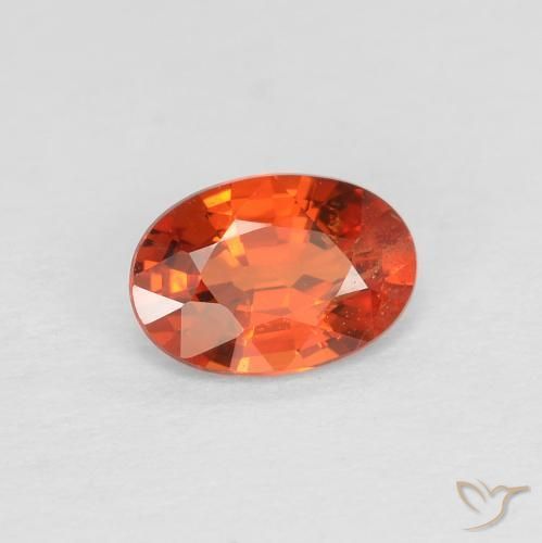 Zafiro Naranja rojizo natural de 0.49 ct, Ovalada, VS