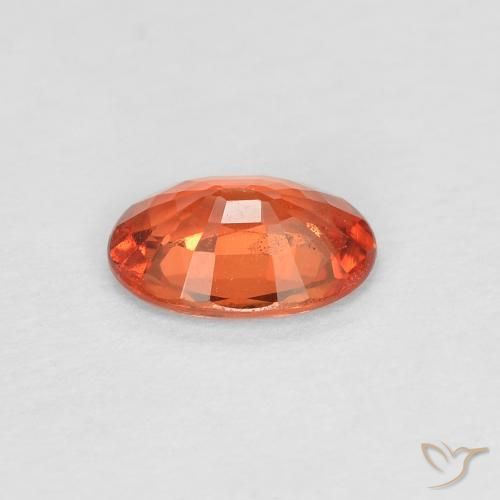 Zafiro Naranja rojizo natural de 0.49 ct, Ovalada, VS
