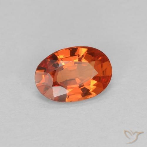Zafiro Naranja rojizo natural de 0.43 ct, Ovalada, VVS-VS