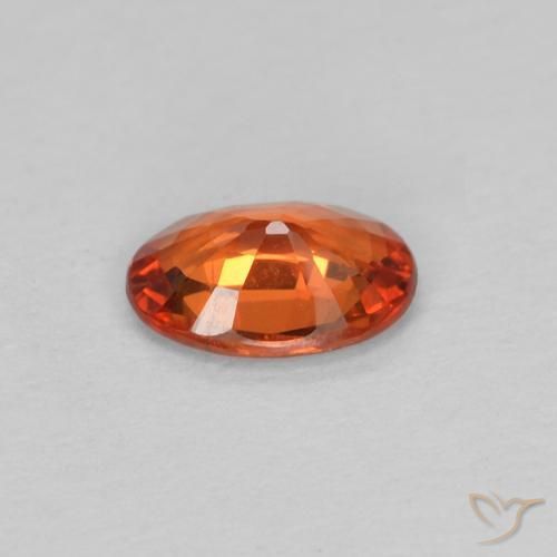 Zafiro Naranja rojizo natural de 0.43 ct, Ovalada, VVS-VS
