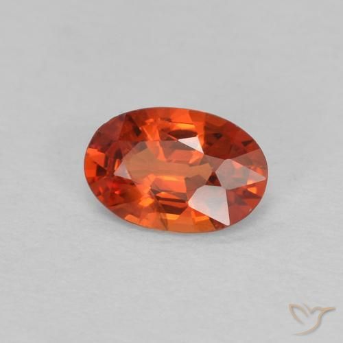 Zafiro Naranja rojizo natural de 0.47 ct, Ovalada, VVS-VS