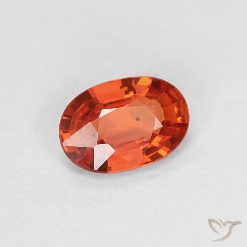 Zafiro Roja Anaranjada natural de 0.46 ct, Ovalada, VVS